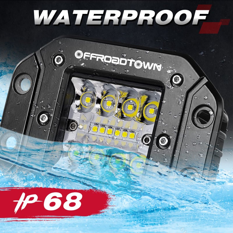 OFFROADTOWN Flush Mount LED Pods, OFFROADTOWN 2pcs 5'' 78W Driving Light Work Lights Flush LED Light Bar Super Bright Fog Off Road Lights for Truck UTV ATV SUV Boat 4x4 Car - Image 4